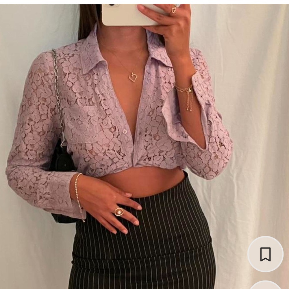 Vintage lilic lace crop top